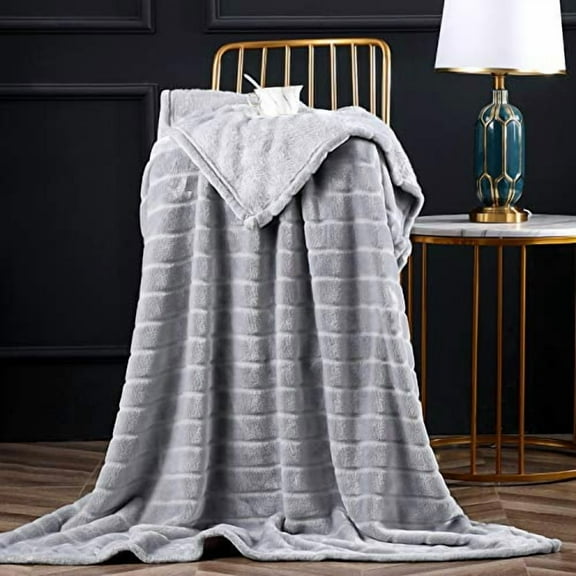 Bertte Throw Blanket Super Soft Cozy Warm Blanket 330 GSM Lightweight Luxury Fleece Blanket for Bed Couch- 50"x 60", Smoke Grey