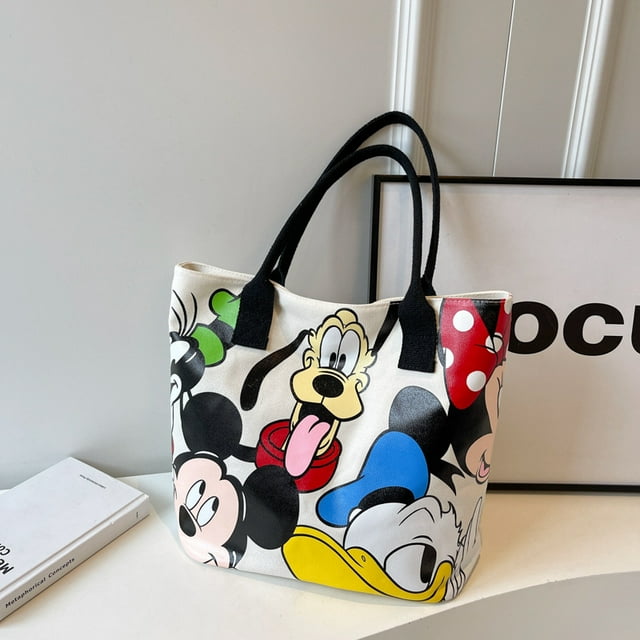 Bolso de hombro de lona de gran capacidad con diseño de Minnie y Mickey Mouse de Disney, bolso de mano para mujer, bolso cruzado para estudiante, bolso de almacenamiento con diseño de Daisy Duck