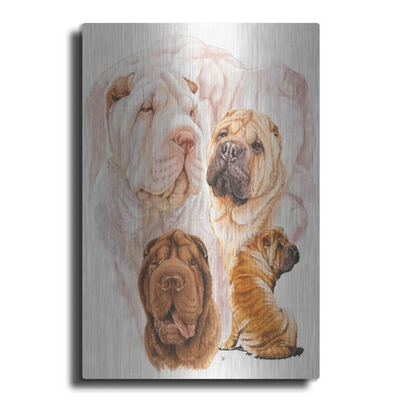 Luxe Metal Art 'Shar Pei With Ghost' by Barbara Keith, Metal Wall Art, 24"x36"