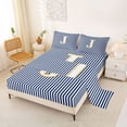 thumbnail image 2 of Erosebridal Fashion Letter J Bed Sheets for Kid, Blue Cartoon Line King Sheets, 4-Piece, 2 of 5
