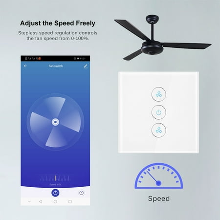 Eu Bu Wifi Smart Ceiling Fan Switch App Remote Timer And Sd Control Compatible With Alexa Google Home No Hub Required Canada Eu Bu Wifi Smart Ceiling Fan Switch App, Wifi Enabled Ceiling Fan Switch