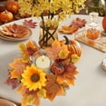 thumbnail image 5 of ToyKingdee Faux Maple Leaf Wreath Thanksgiving Harvests Festival Autumns Color Pumpkin Berry Table Decoration Candlestick Wreaths, 5 of 6