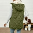 thumbnail image 4 of WMTBSRSW Fashion Long Puffer Vest for Women Solid Winter Warm Quilted Sleeveless Vests Fleece Lined Zip Up Fall Coat Outerwear with Hood Green Large, 4 of 9