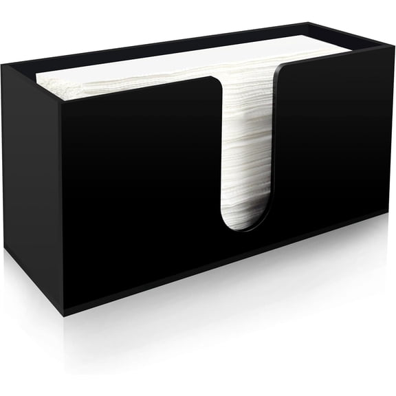 Paper Towel Holder for Countertop,Black Acrylic Napkin Dispenser-Multifold/C-Fold/Z-Fold Trifold Paper Towel Dispenser for Bathroom Kitchen Restaurant Toilet - Durable 5mm Thick (1)