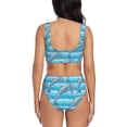 thumbnail image 3 of Kdxio Dolphin Print Women's 2 Piece High Waisted Wrap Spaghetti Strap Summer Swimsuit Bikini Set-XX-Large, 3 of 7