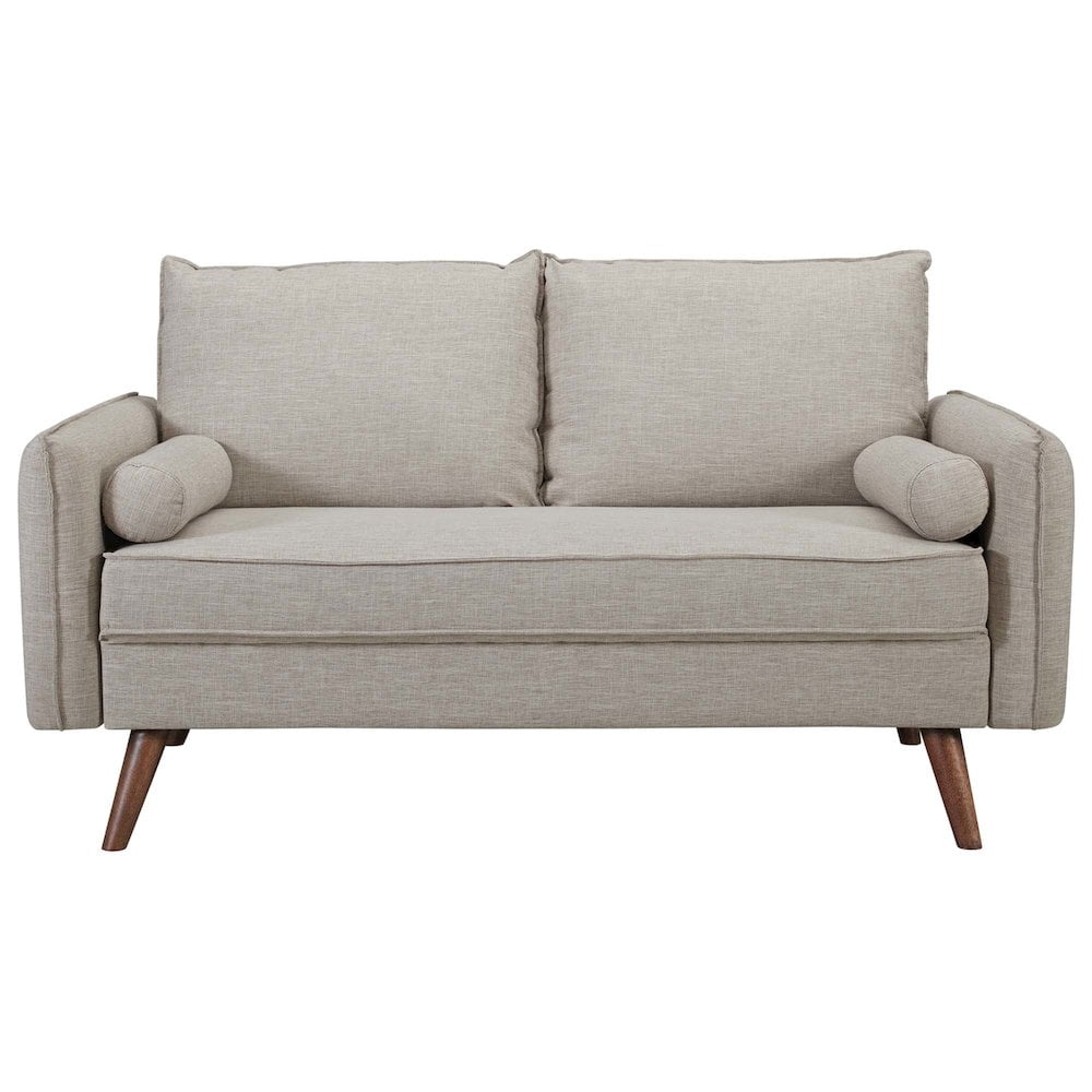 Modway Revive Modern Fabric Upholstered Loveseat in Walnut/Beige