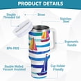 thumbnail image 2 of Yayeee 40oz Stainless Steel Tumbler with Straw and Handle Double-Wall Insulated Travel Water Bottle, Blue Hand Drawn Sailboats, 2 of 8