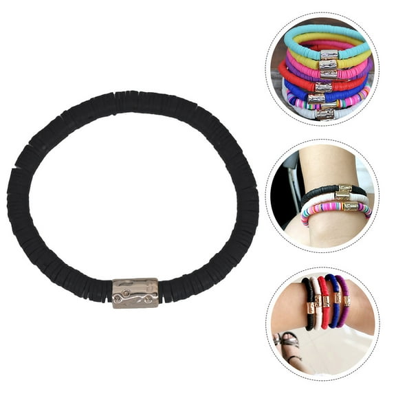 LEORX Durable Wear Bracelets Bangles Polymer Clay Black 1Pack for Men Women