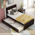 thumbnail image 2 of Platform Storage Bed, 1 Drawers /2 Drawers With Wheels, Twin Size Frame, Twin Daybed And Trundle Frame Set, Daybed And Roll Out Trundle Accommodate, For Home Bedroom, 2 of 9