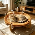 thumbnail image 5 of Elevated Wooden Cat Dog Bed, Breathable Mesh Hammock Pet Cot for Indoor Outdoor, Raised Bed for Puppy Bunny Small Animals, Portable Cat Furniture, 5 of 7