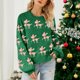thumbnail image 3 of Suéteres de punto de jacquard con diseño de ciervo y alce navideño para mujer, suéter de punto de manga larga bonito a la moda, ropa de fiesta navideña, 3 of 5