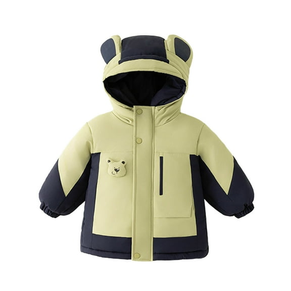 BFHHYA Kids Sherpa-Lined Shell Jacket Boys Girls Windproof Waterproof Outdoor Thickened Parka Winter Colorblock Warm Hooded Coat for Ski Trips (1-10Y)