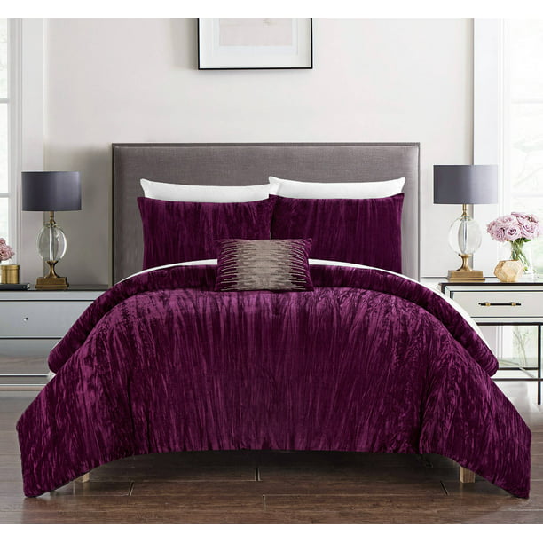 Chic Home Kerk 4 Piece Comforter Set, Crushed Velvet King Size Bedding