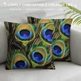 thumbnail image 3 of Orinice Peacock Feather Pattern Graphic Decorative Cushion Throw Pillow Cover for Home Couch Living Room Bed Sofa with Short Plush Material 1PC 22x22in, 3 of 5