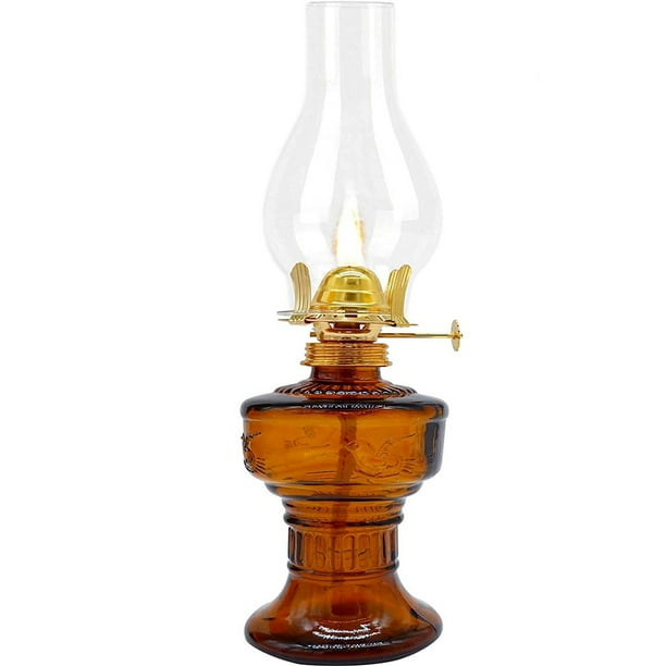 Large Oil Lamp Lantern Vintage Glass Kerosene Lamp 12.5'' Chamber Oil