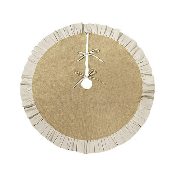 Christmas Tree Skirt 47 Inch, Khaki Sequin Cloth Tree Base Decoration, Reusable Holiday Tree Bottom Cover for Home, Mall, or Event Displays