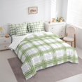thumbnail image 3 of Homewish Geometric Lines 7-Piece Twin Bedding Sets,Abstract Geometric Checkerboard Bedding Comforter Set,Green White Gray Sheet Sets For Kids,Breathable Home Decor Reversible, 3 of 8