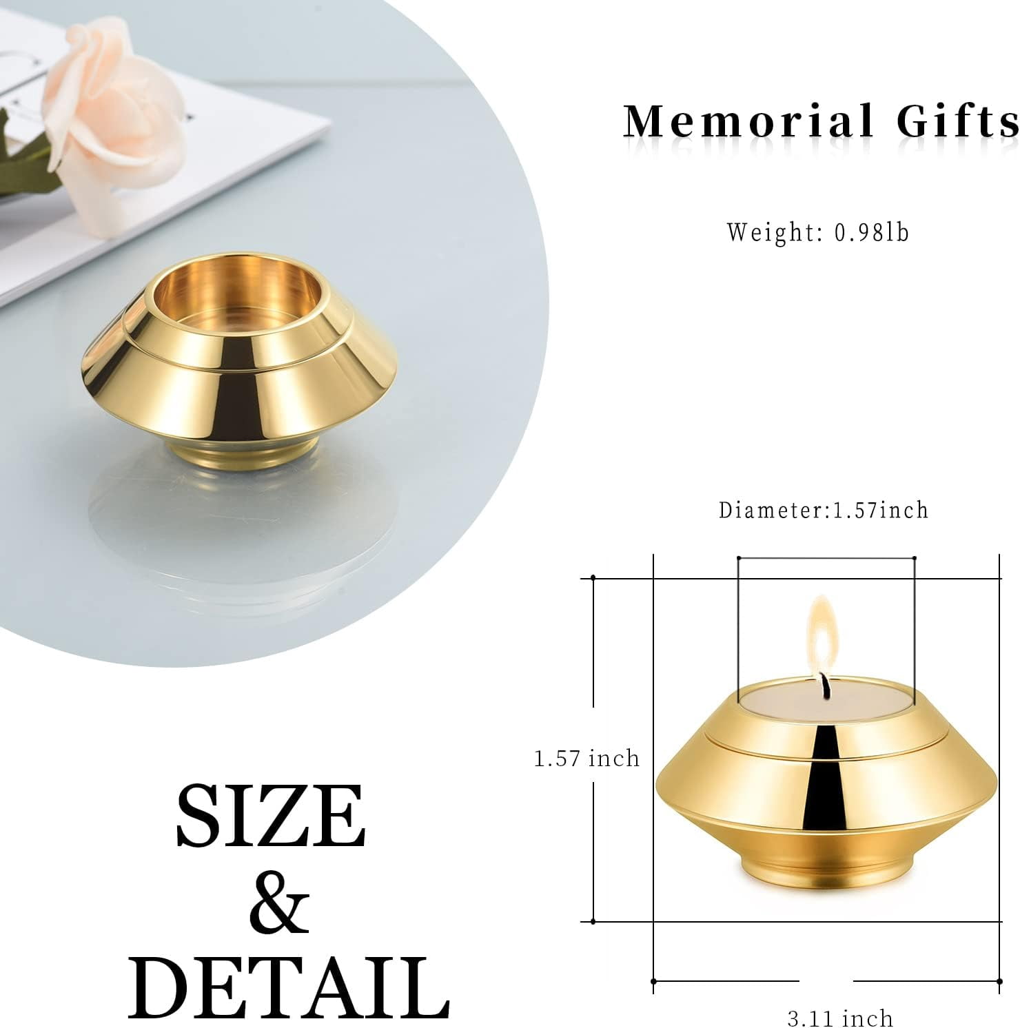 Cremation Urn for Human Ashes Stainless Steel Candle Ash Holder Keepsake Urn for Ashes Candlestick Mini Funeral Urns for Pet Ashes,Customize