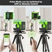 4D 16 Lines Self-Leveling Laser Level, 200Ft Green Beam 4 x 360° Cross Line Laser Level Tools with Bluetooth, Remote Control and Magnetic Bracket