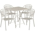 thumbnail image 2 of Flash Furniture Commercial Grade 28" Square Light Gray Indoor-Outdoor Steel Folding Patio Table Set with 4 Round Back Chairs, 2 of 5