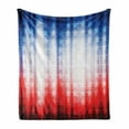 thumbnail image 1 of American Flag Soft Flannel Fleece Throw Blanket, Abstract Background with Stars in Digital Neon Colors Design Image Artwork, Cozy Plush for Indoor and Outdoor Use, 60" x 80", Blue Red, by Ambesonne, 1 of 6