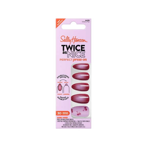 Sally Hansen Perfect Press-Ons Twice As Nice Cherry Flip Nail Set
