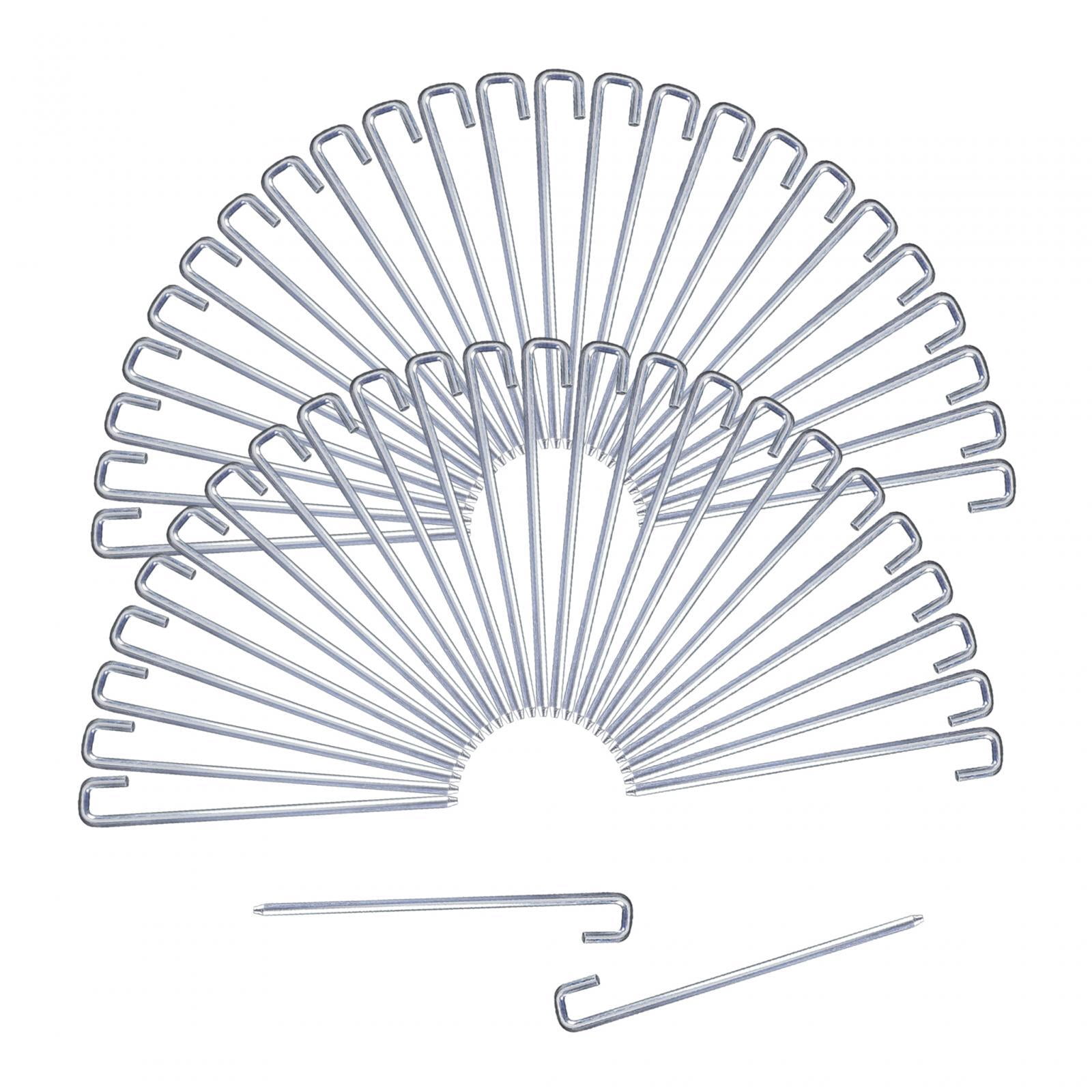 50Pcs Tent Pegs 25cm Garden Stakes Nails U Shape Hook Aluminum Alloy Sturdy