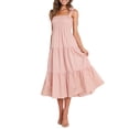 thumbnail image 1 of VISgogo Vestido de Mujer, Color Sólido Sin Mangas Volantes de Una Pieza con Tirante Ajustable para el Hombro para el Verano, S/M/L/XL VISgogo moda, 1 of 7