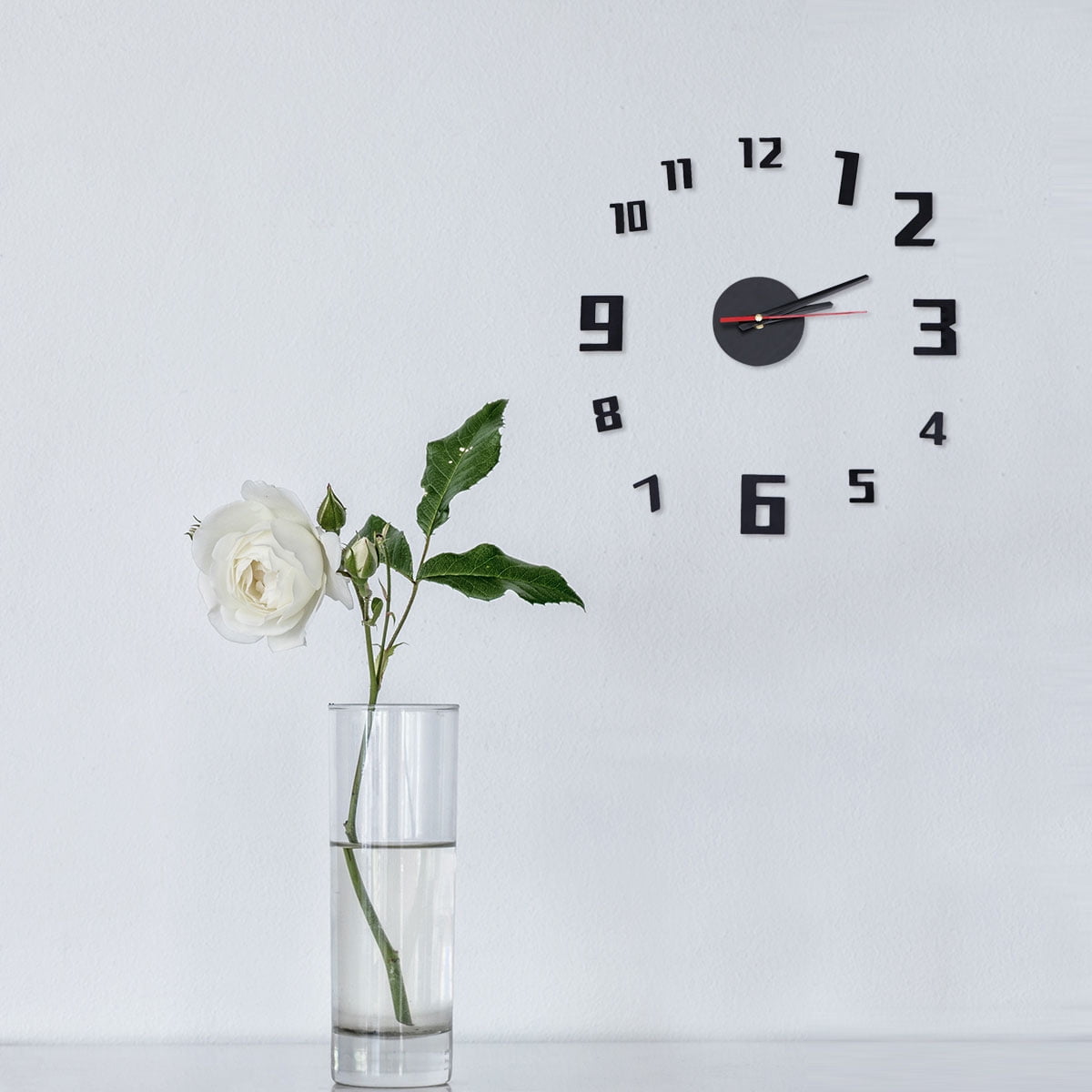 OFFIGAM Fashion Acrylic Wall Clock Black Minimalist Design Silent Movement Perfect for Family Room