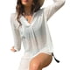 thumbnail image 4 of Camisa de vestir de playa Qarigey de gran tamaño color sólido Blusa de manga larga Top Mujer Ropa diaria Blanco/L, 4 of 6