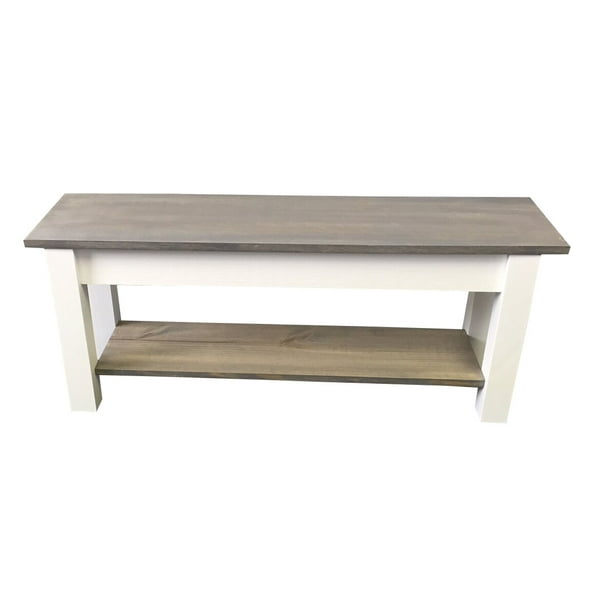 Mccardle Solid Wood Shelves Storage Bench, Seat Height Floor to Seat