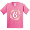 thumbnail image 3 of Inktastic 6th Birthday Floral Wreath Youth T-Shirt, 3 of 5