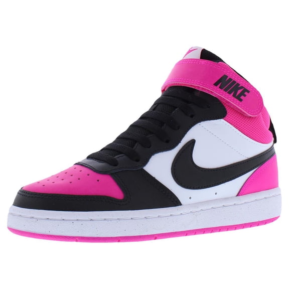Nike Court Borough Mid 2 GS Girls Shoes Size 6, Color: White/Black/Fierce Pink