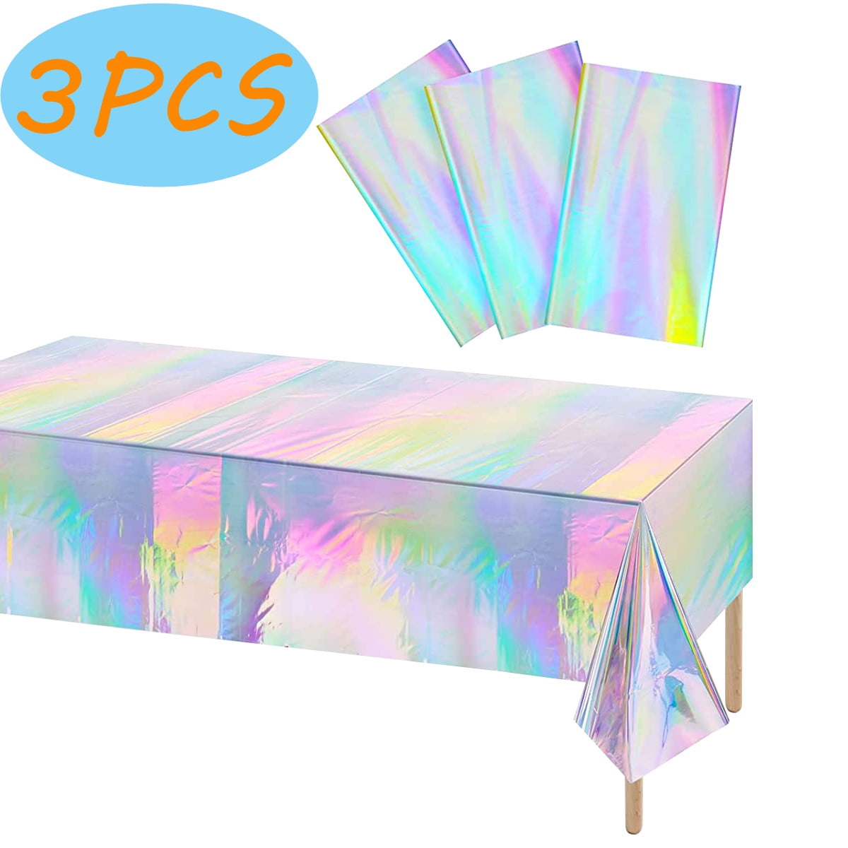 Iridescent Holographic Tablecloth Disposable Laser Purple Table Cloths ...