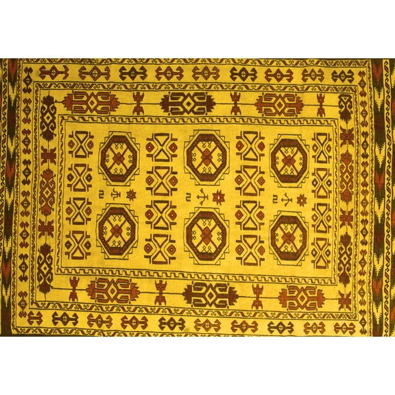 Ahgly Company Machine Washable Indoor Rectangle Southwestern Yellow Country Area Rugs, 5' x 7'