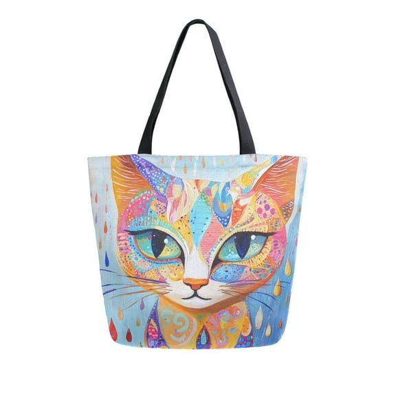 Large Canvas Bag 13.5x5.1x15 Inch Canvas Bag Shopping Canvas Bag Suitable For Outing Shopping Travel Out Of Large Capacity Storage Cool Cat Color
