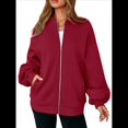 thumbnail image 2 of Sudaderas Oversize con Cremallera para Mujer, Moda de Otoño, Abrigos Casuales de Larga, Conjuntos de Invierno. Rojo XL, 2 of 10