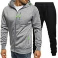 thumbnail image 2 of Ensemble Solide de Pantalons de Poche à Cordon de Poche à Fermeture Éclair à Capuche pour Hommes, 2 of 6
