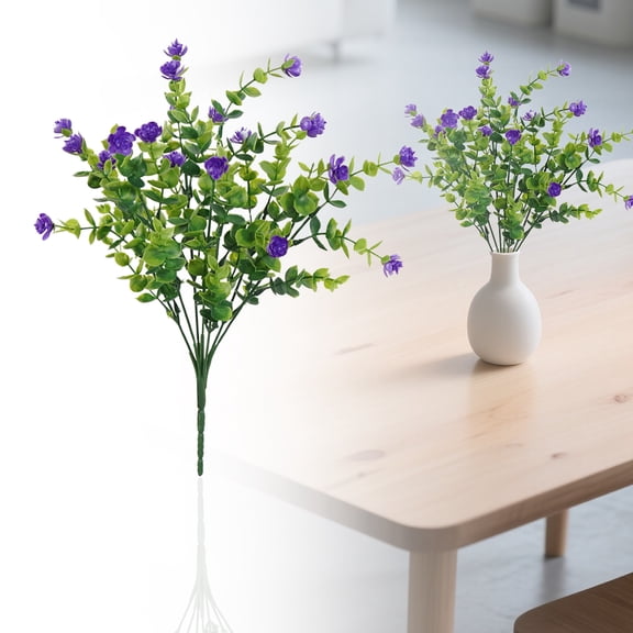 Artificial Fake Flowers Outdoor, Artificial Lotus Flowers Eucalyptus Greenery Shrubs, Faux Plants Plastic Flowers Spring Summer Decoration for Outside Home Planter Porch Patio Yard Garden Decor
