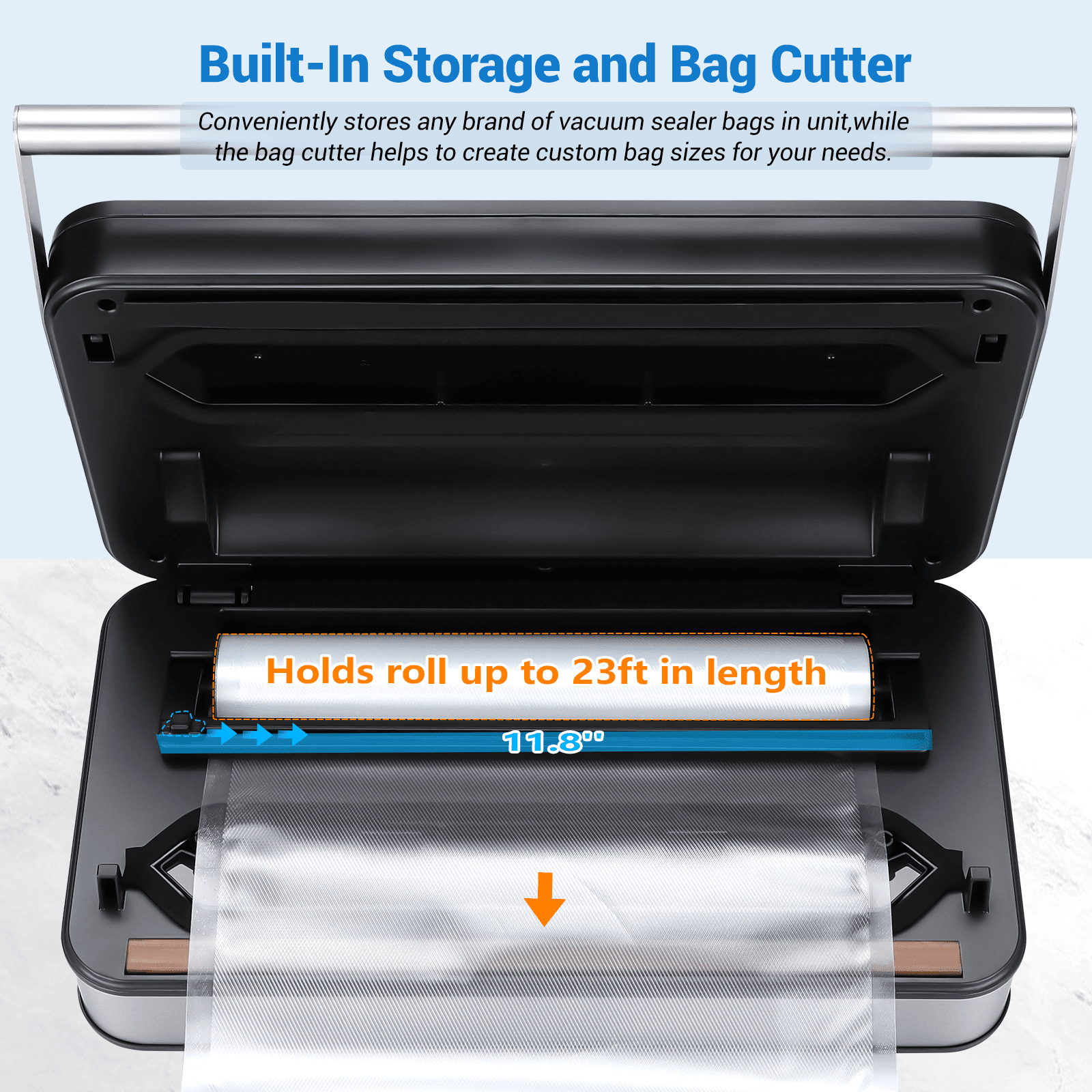 INKBIRD INK-VS04 Home Food Vacuum Sealer Machine with Starter Kit, Dual Motor, Dual Pump, Multiple Functions, Countdown LED, Built-in Cutter and Bag Storage, with Overheat Protection, Dry/Moist/Liqui