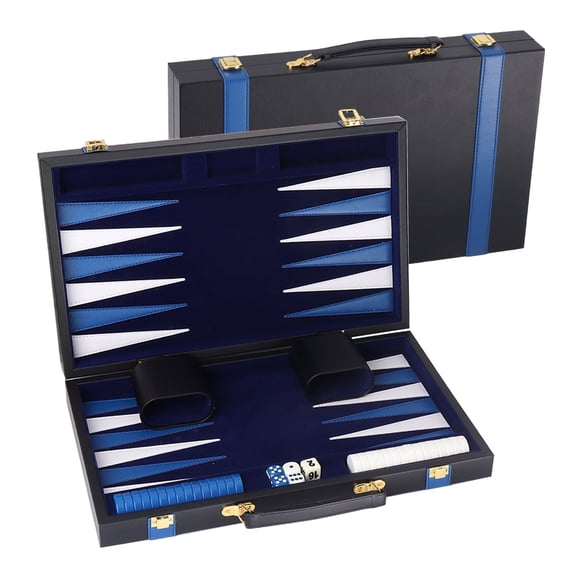 GSE Games & Sports Expert Premium Leather Backgammon Board Game Set. Classica Folding Backgammon Game with Game Pieces