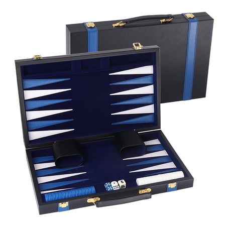 GSE Games & Sports Expert Premium Leather Backgammon Board Game Set. Classica Folding Backgammon Game with Game Pieces