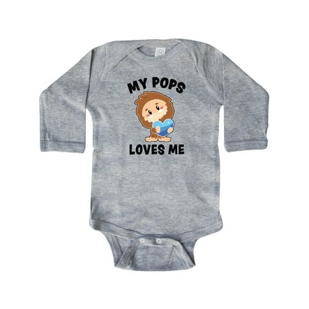 

Inktastic Cute Bigfoot My Pops Loves Me Gift Baby Boy Long Sleeve Bodysuit