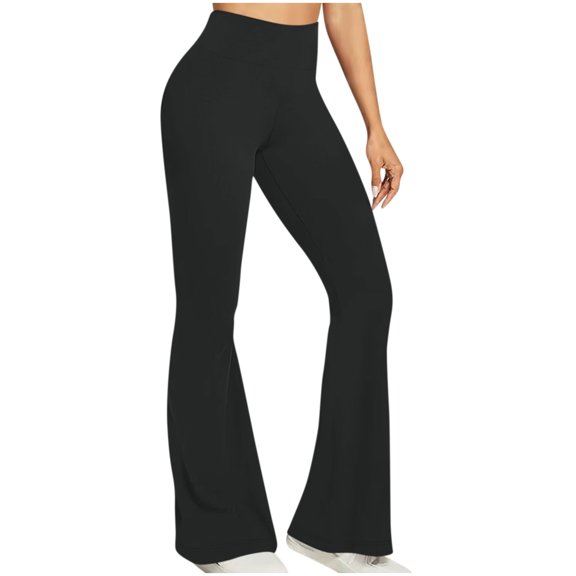 KICILVS Flare Leggings For Women High Waist Yoga Pants with Pockets Soft Stretch Pants for Workout and Daily Wear Black