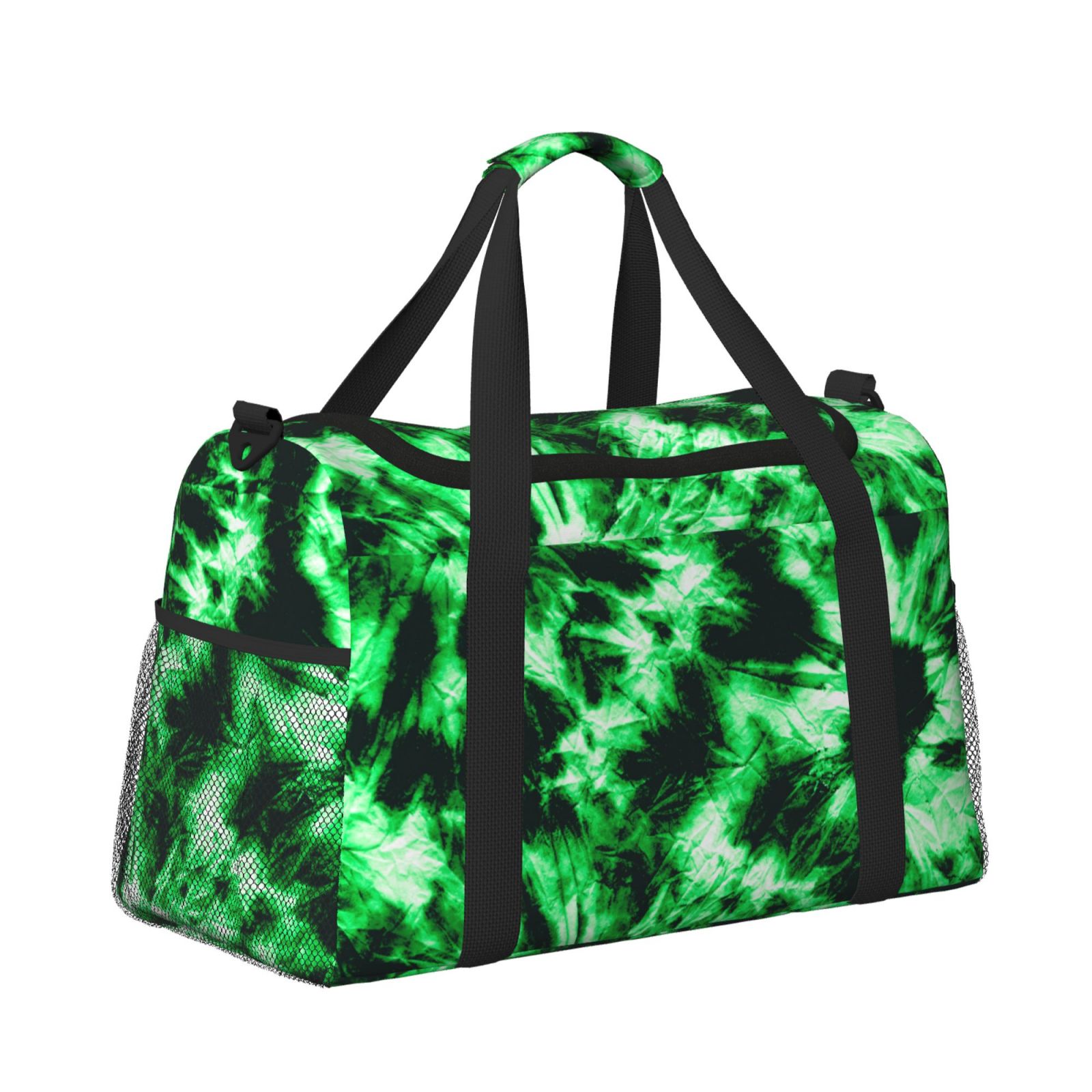 Fuzoiu Green Tie Dye Print Travel Duffle Bag,Carry On Tote Bags,Duffel Bag,Sport Gym Bag, Hospital Bag for Labor and Delivery, Overnight Bag,Luggage Bag