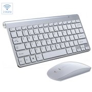 GJX Mini Wireless Keyboard And Mouse Set,2.4G Slim Compact Waterproof Combo with 33Ft Range,For Mac,Apple Tv,Pc,Laptop,Desktop
