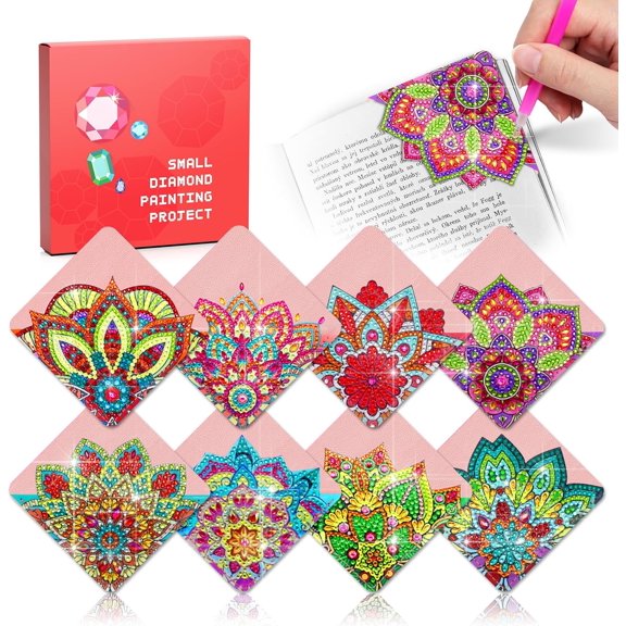 Diamond Painting Bookmark Shape Rhinestone Crystal DIY Diamond Drawing Bookmark by Number Embroidery Painting for Arts Crafts Gift (Mushroom 6)