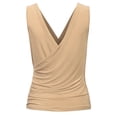 thumbnail image 3 of KOGMO Womens Sleeveless Side Wrap Ruched Shirred Slim Fit V-neck Top Shirts, 3 of 5