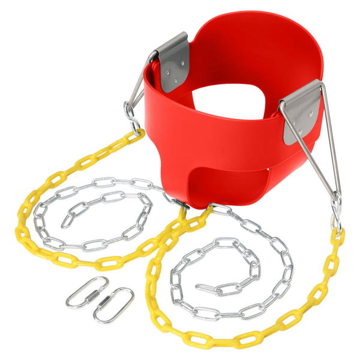 Clearance! Toddler High Back Full Bucket Swing Seat Kids Swing Set Accessories Snap Hooks & 1PCS Hanging Strap Support 156lb