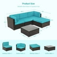 thumbnail image 2 of ACEGOSES 5 Pieces Patio Furniture Sets Outdoor Sectional Rattan Conversation Sofa, Tempered Glass Tabletop - Dark Brown Wicker/Lake Blue Cushions, 2 of 7